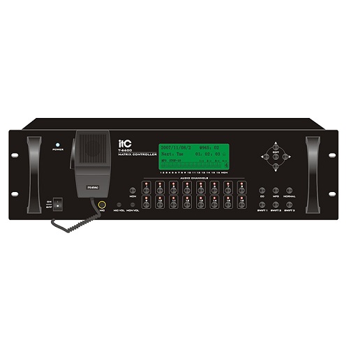 Built-in weekly timer 8*16 Audio Matrix PA System Server T-6600